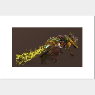 Golden Lightning Dragon Posters and Art